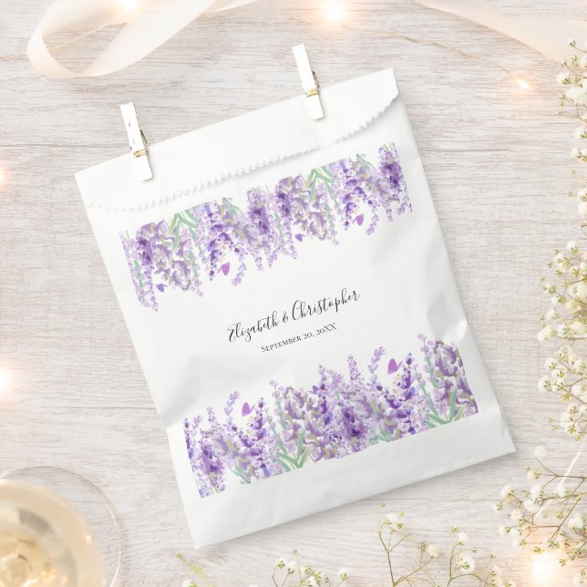 Lavender Botanical Floral Purple Green Wedding Favour Bag (Clipped)