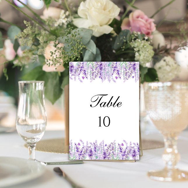 Lavender Botanical Floral Wedding Table Numbers (Lavender Botanical Floral Wedding Table Number Cards)