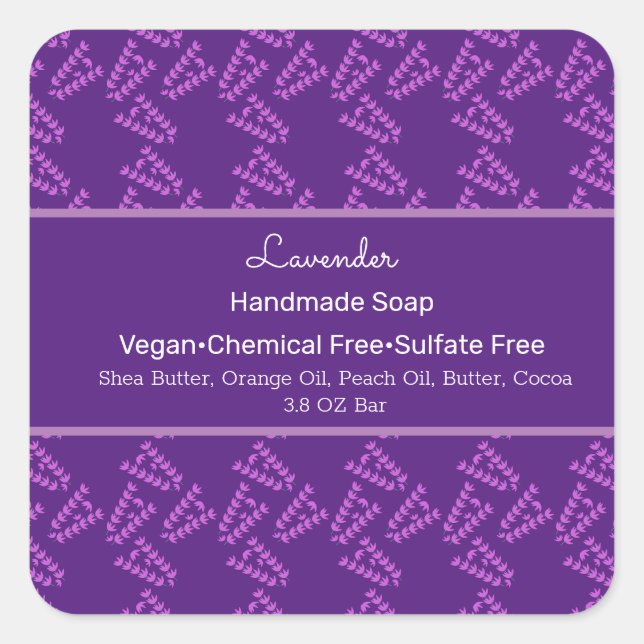 Lavender Botanical Handmade Soap Beauty Branding Square Sticker (Front)