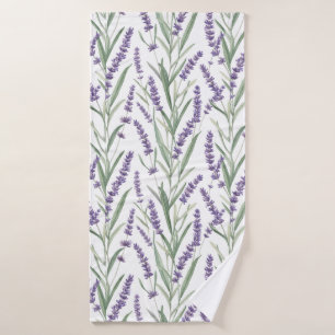 Lavender Botanical Pattern Bath Towel