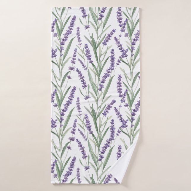 Lavender Botanical Pattern Bath Towel (Bath Towel)