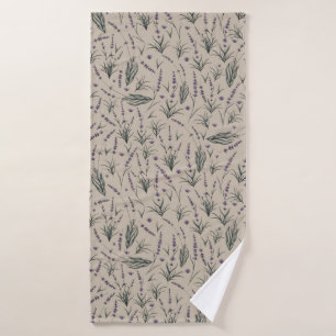Lavender Botanical Pattern Bath Towel