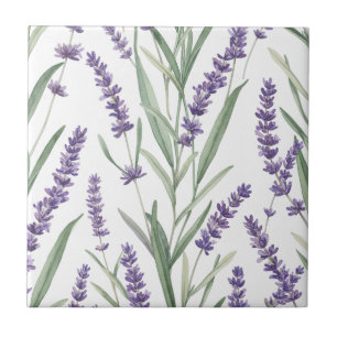Lavender Botanical Pattern Ceramic Tile