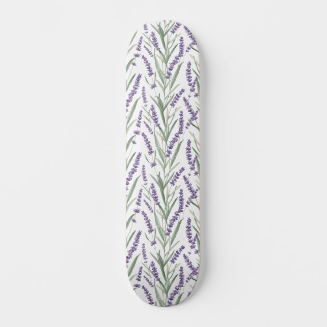 Lavender Botanical Pattern Skateboard (Front)