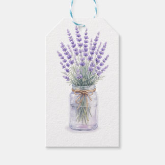 Lavender Bouquet in Mason Jar Watercolor Gift Tag 