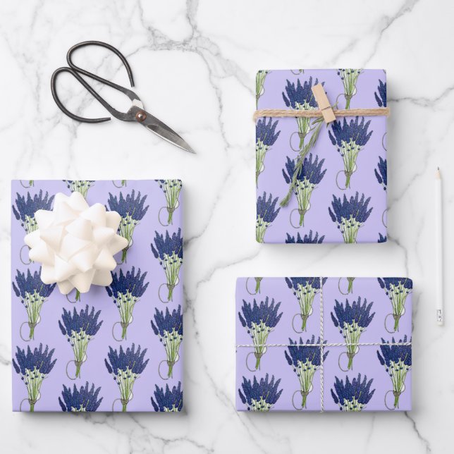 Lavender Bouquet Purple Flower Floral Print Wrapping Paper Sheet (Front)