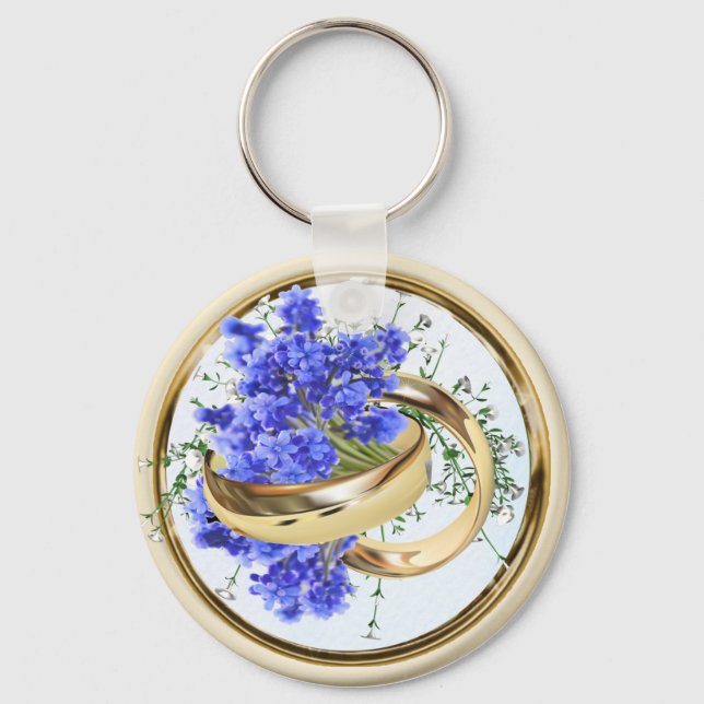 Lavender Bouquets  gold rings Key Ring (Front)