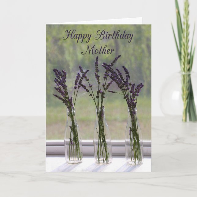 Lavender Bouquets Mother Happy Birthday Card (Front)