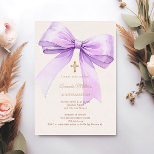 Lavender bow cream girl Confirmation rose gold