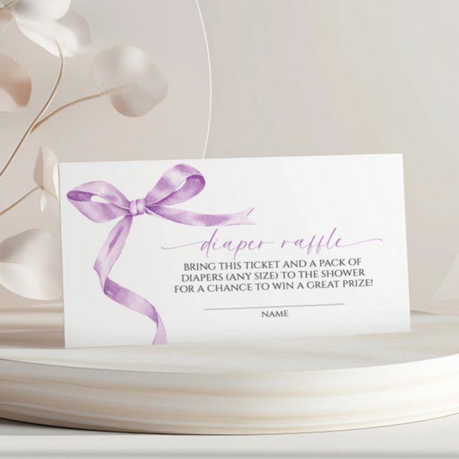 Lavender Bow Diaper Raffle  Enclosure Card (Creator Uploaded)