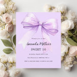 Lavender bow elegant Sweet 16 invitation<br><div class="desc">A soft lavender,  purple coloured background,  decorated with a large bow. Personalise and add a name and party details.

1 sheet = 1 invitation printed edge to edge.</div>