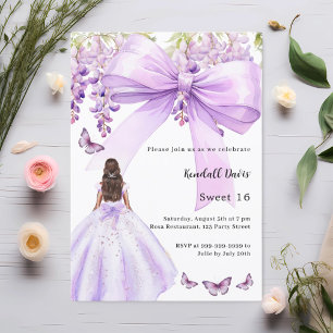 Lavender bow floral dress Sweet 16 Invitation