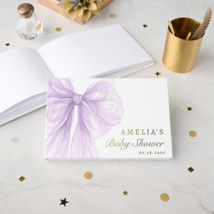Lavender Bow Gold Foil Baby Guest Book