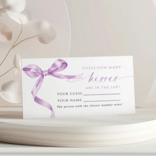 Lavender Bow How Many Kisses Shower Game card