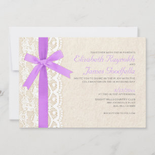 Lavender Bow & Lace Wedding Invitations