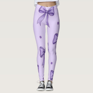 Lavender Bow Pattern Leggings