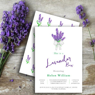Lavender Bow Purple Baby Shower Invitation