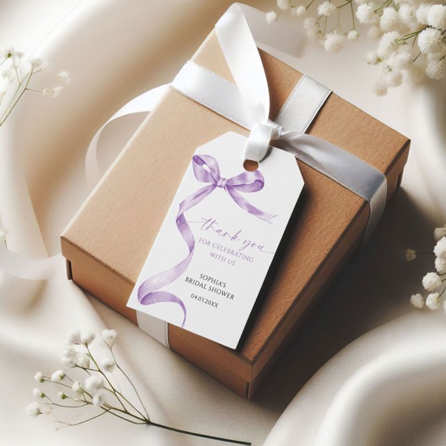 Lavender Bow Shower Favour Gift Tag (Creator Uploaded)
