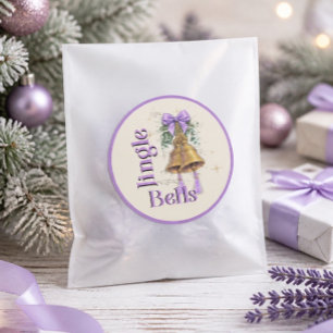 Lavender Bow & Tassel Jingle Bells Classic Round Sticker