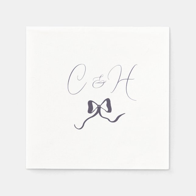lavender bow wedding  napkin (Front)