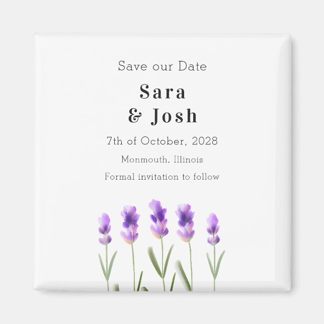 Lavender Branches Save the Date Magnet (Front)