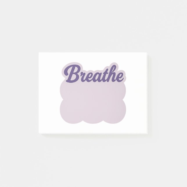 Lavender “Breathe” Cloud Sticky Note (Front)