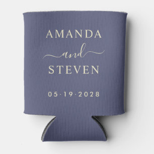 Lavender Breeze Couple Names with Wedding Date Can Cooler