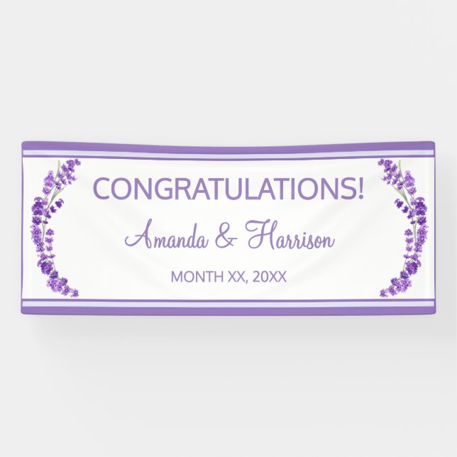 Lavender Breeze Floral Wedding Banner (Horizontal)