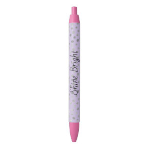 Lavender Breeze Silver Dots Black Ink Pen