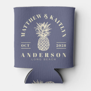 Lavender Breeze Tropical Pineapple Wedding Crest Can Cooler