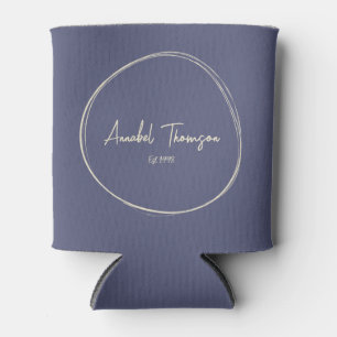 Lavender Breeze with Name in Drawn Circle Can Cooler
