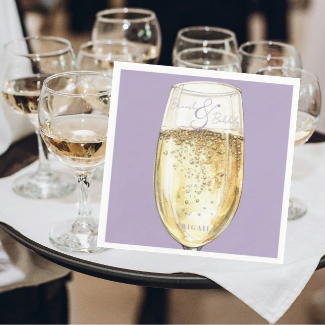 Lavender Bridal Brunch & Bubbly Shower Cocktail Napkin (Creator Uploaded)