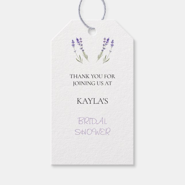 Lavender Bridal Shower Favour Tags (Front)