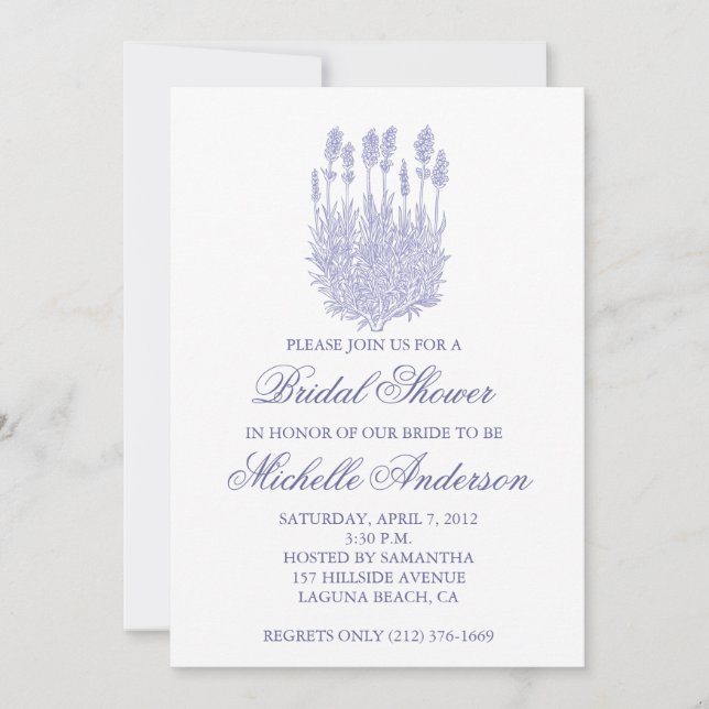 Lavender Bridal Shower Invitation (Front)