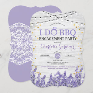 Lavender bridal shower invitation white gold