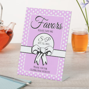 Lavender Bridal Shower White Polka Dots and Bows  Pedestal Sign