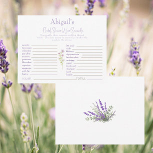 Lavender Bridal Shower Word Scramble Game Card