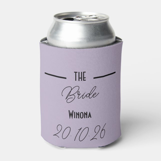 Lavender Bride Wedding Can Cooler (Can Front)