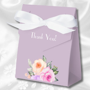 Lavender Bright Peach Pink Roses Bridal Shower Favour Box
