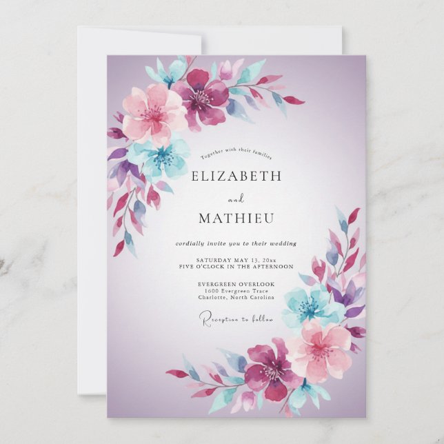 Lavender Brilliant Romantic Wedding Invitation (Front)