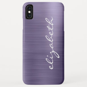 Lavender Brushed Metal Personalised Script iPhone XS Max Case