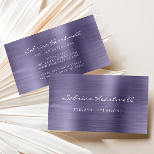 Lavender Brushed Metal Script Makeup Artist Busine Business Card