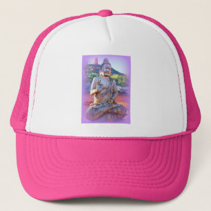 lavender buddha trucker hat