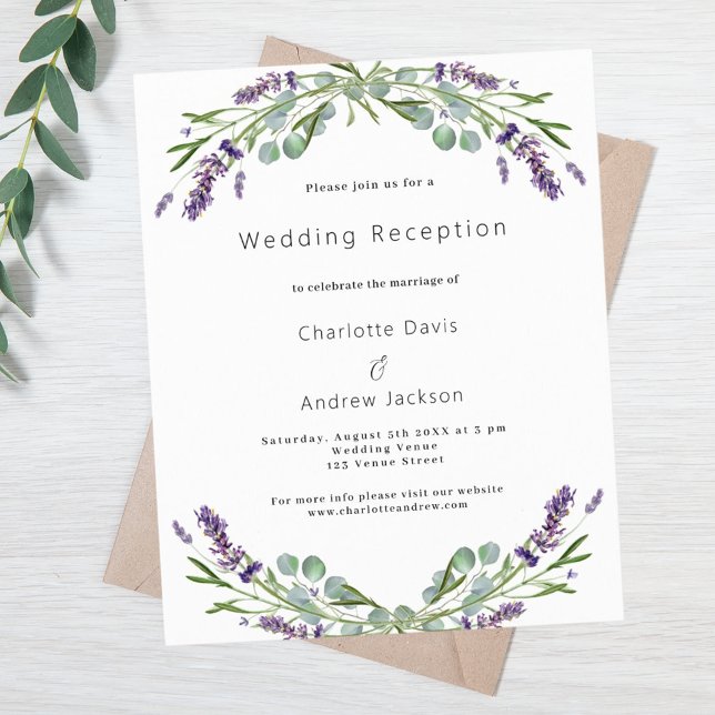 Lavender budget wedding reception invitation (Creator Uploaded)