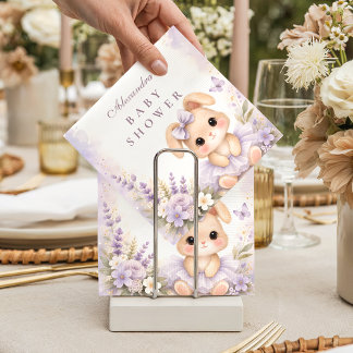 Lavender Bunny Floral Baby Shower Napkin