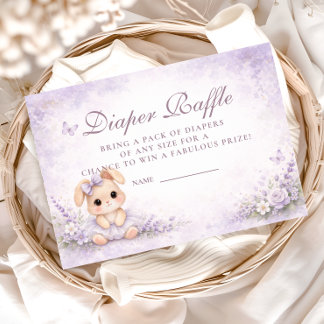 Lavender Bunny Floral Diapper Raffle Enclosure Card