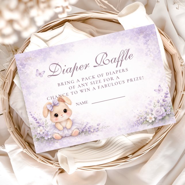 Lavender Bunny Floral Diapper Raffle Enclosure Card (Creator Uploaded)