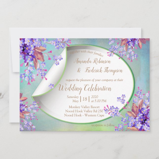 Lavender Burgundy Wedding Invitation (Front)