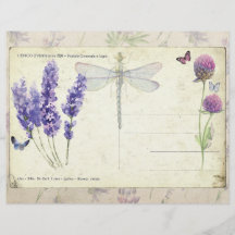 Lavender & Butterflies Vintage Postcard Paper