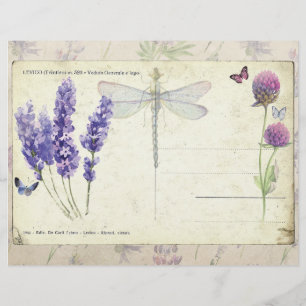 Lavender & Butterflies Vintage Postcard Paper